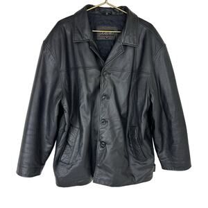 Men's Vintage‎ Black Classic Leather Button Up Jacket Casablanca Size M